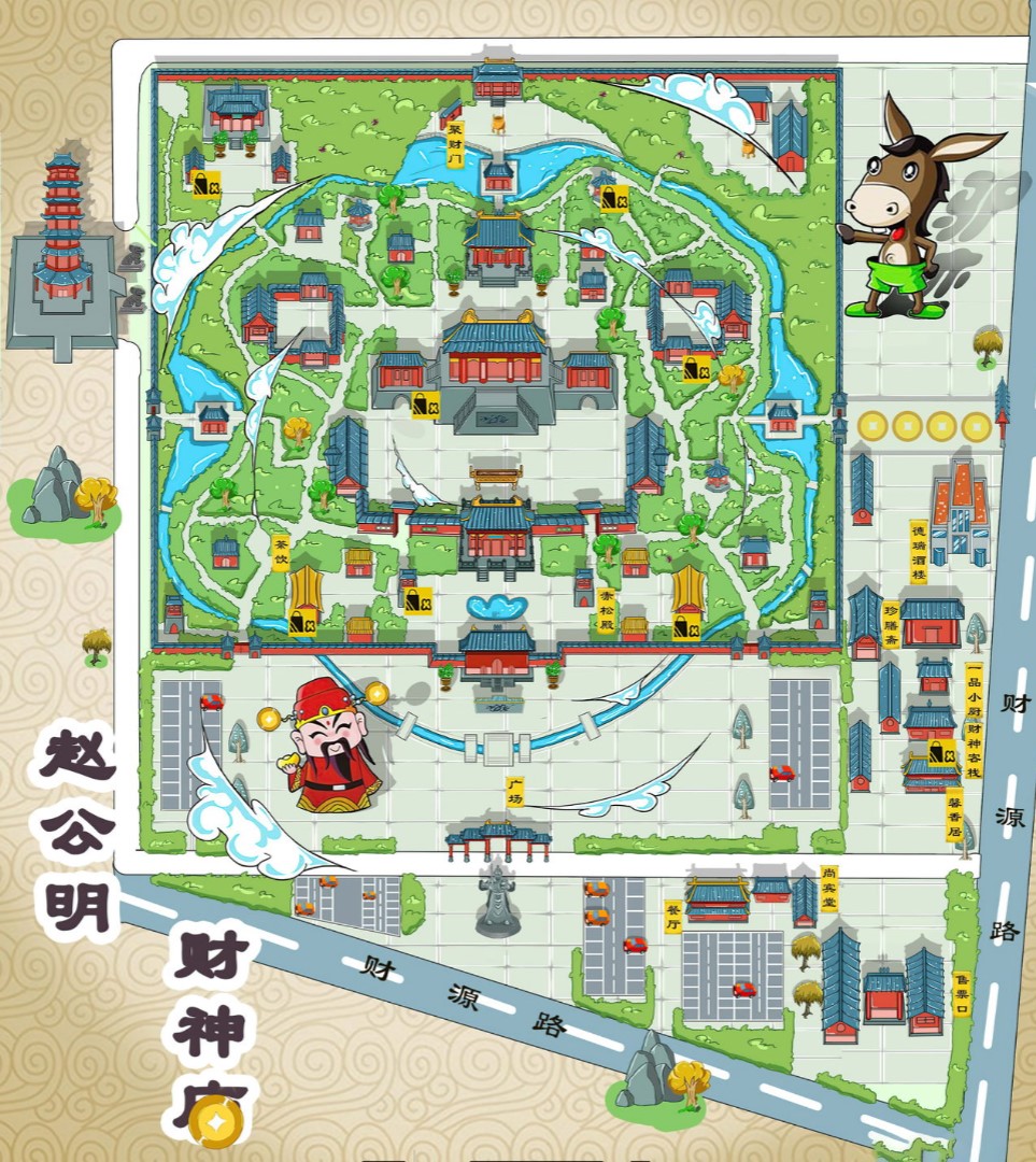 中阳寺庙类手绘地图